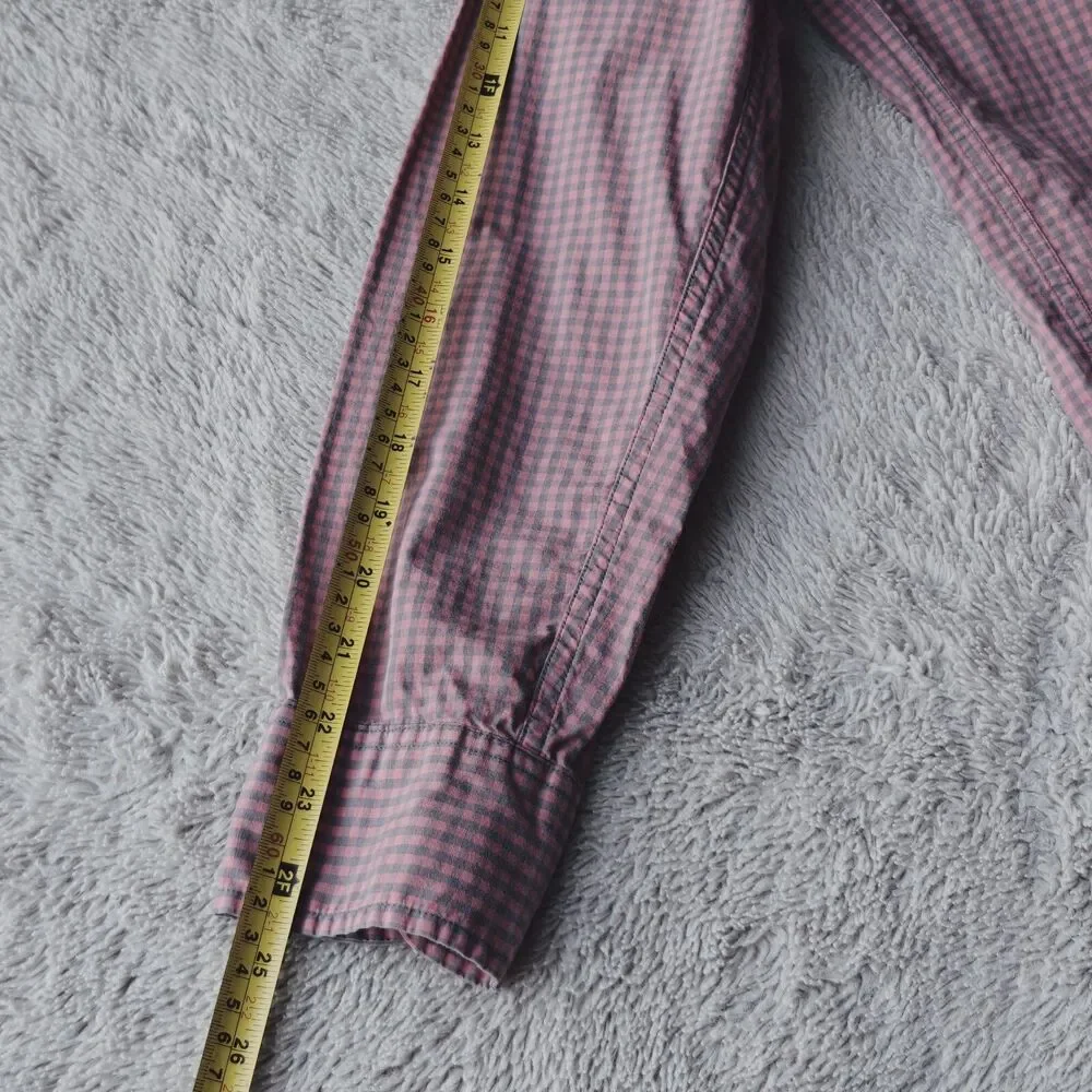 J Crew Check Shirt Men's S Pink Grey Plaid 100% Cotton Slim Fit Lightweight